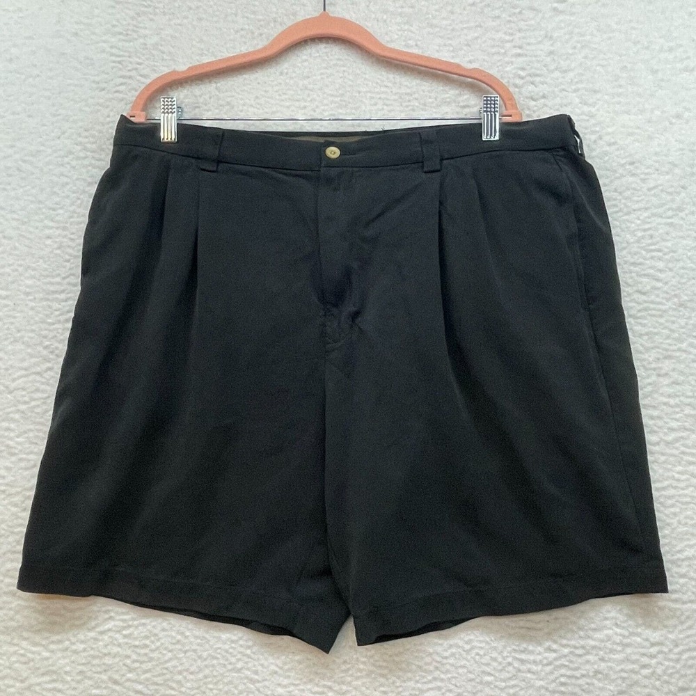 Tommy Bahama Shorts Mens 40 Black Silk Golf Casual Pleated Chino Relaxed Beach